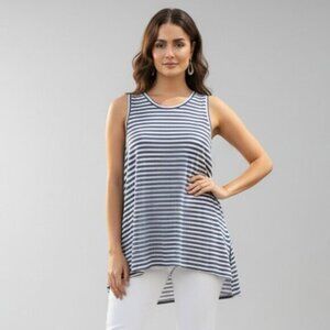 Aritzia Wilfred Free Striped Tank Top Sleeveless White Blue Linen Size XXS